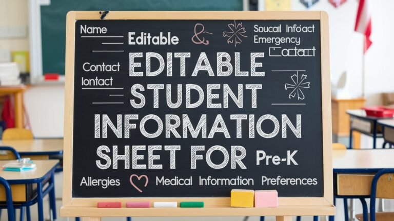 Editable Student Information Sheet for PreK